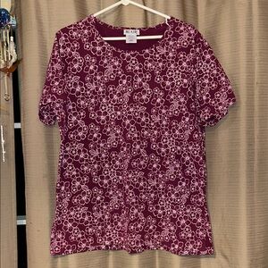 Blair Women's Short Sleeve Floral Tee - Burgundy